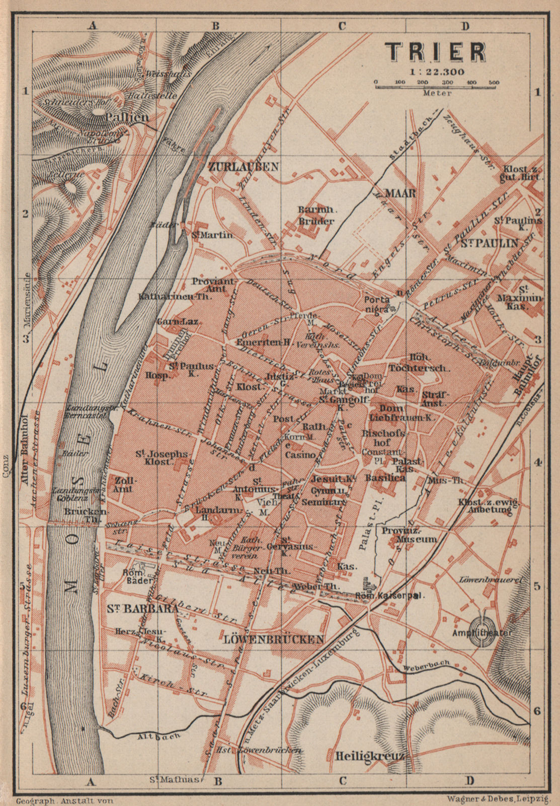 TRIER town city stadtplan. Rhineland-Palatinate. Trèves Treves karte 1903 map